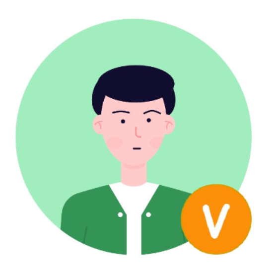 头像和"V"叠加显示